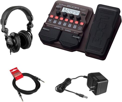 Zoom A1X Four Acoustic Instrument Multi-Effect Processor with Polsen HPC-A30 Monitor Headphones, 9V Power Adapter & 10ft Instrument Cable Bundle in Saudi Arabia