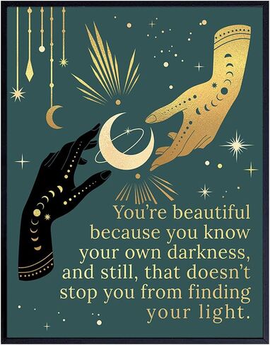 Boho Celestial Witchy Wall Art & Decor - Bohemian Wicca Wiccan Witchcraft Paganism Supplies - Goth Gothic Pagan Witch Decor - Positive Inspirational Quotes Sayings - Encouragement Gifts for Women in Saudi Arabia