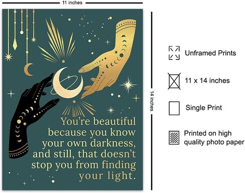 Boho Celestial Witchy Wall Art & Decor - Bohemian Wicca Wiccan Witchcraft Paganism Supplies - Goth Gothic Pagan Witch Decor - Positive Inspirational Quotes Sayings - Encouragement Gifts for Women in Saudi Arabia