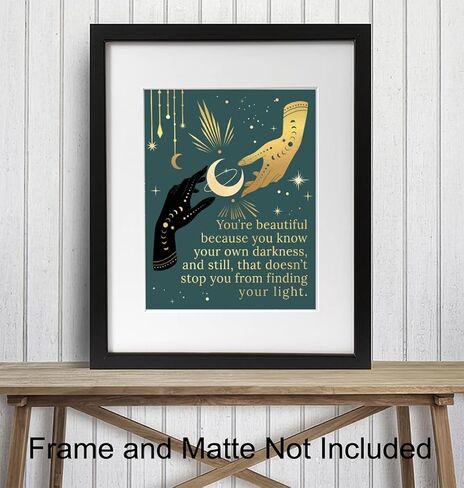Boho Celestial Witchy Wall Art & Decor - Bohemian Wicca Wiccan Witchcraft Paganism Supplies - Goth Gothic Pagan Witch Decor - Positive Inspirational Quotes Sayings - Encouragement Gifts for Women in Saudi Arabia