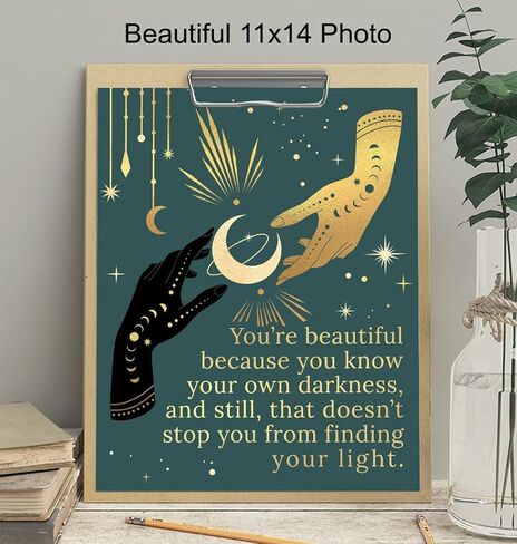 Boho Celestial Witchy Wall Art & Decor - Bohemian Wicca Wiccan Witchcraft Paganism Supplies - Goth Gothic Pagan Witch Decor - Positive Inspirational Quotes Sayings - Encouragement Gifts for Women in Saudi Arabia