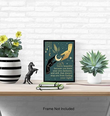 Boho Celestial Witchy Wall Art & Decor - Bohemian Wicca Wiccan Witchcraft Paganism Supplies - Goth Gothic Pagan Witch Decor - Positive Inspirational Quotes Sayings - Encouragement Gifts for Women in Saudi Arabia