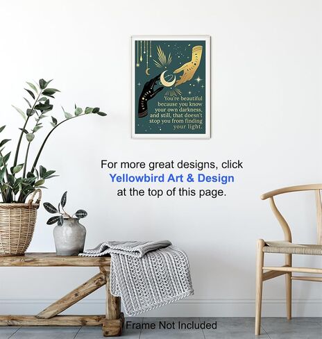 Boho Celestial Witchy Wall Art & Decor - Bohemian Wicca Wiccan Witchcraft Paganism Supplies - Goth Gothic Pagan Witch Decor - Positive Inspirational Quotes Sayings - Encouragement Gifts for Women in Saudi Arabia