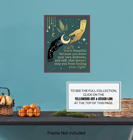 Boho Celestial Witchy Wall Art & Decor - Bohemian Wicca Wiccan Witchcraft Paganism Supplies - Goth Gothic Pagan Witch Decor - Positive Inspirational Quotes Sayings - Encouragement Gifts for Women in Saudi Arabia