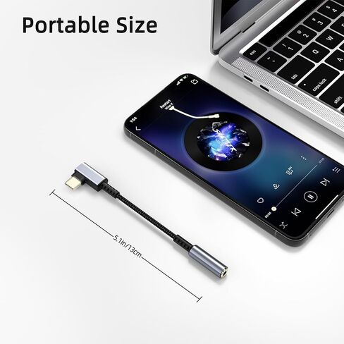 2 حزمة USB C إلى 3.5 مم محول سماعة الرأس، من النوع C إلى 3.5 مم مقبس الصوت Aux Dongle الزاوية اليمنى Hi-Fi DAC Chip متوافق مع Pixel 2 3 4 5 6/XL/ S20/21/22/23 S21/Note10/Tab، آيباد برو/إير، ميت/برو in Kuwait