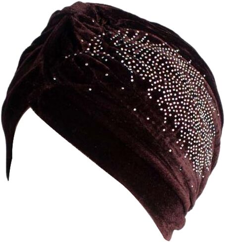Decou Feather Image قبعة عمامة مطاطية ذات ملمس مخملي ملفوف ومطوي in Kuwait