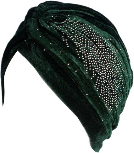 Decou Feather Image قبعة عمامة مطاطية ذات ملمس مخملي ملفوف ومطوي in Kuwait