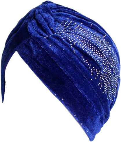 Decou Feather Image قبعة عمامة مطاطية ذات ملمس مخملي ملفوف ومطوي in Kuwait