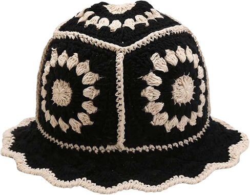 WDIRARA Women's Colorblock Crochet Bucket Hat Knitted Beanie Hat Winter Casual Cap in Saudi Arabia