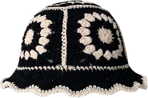 WDIRARA Women's Colorblock Crochet Bucket Hat Knitted Beanie Hat Winter Casual Cap in Saudi Arabia
