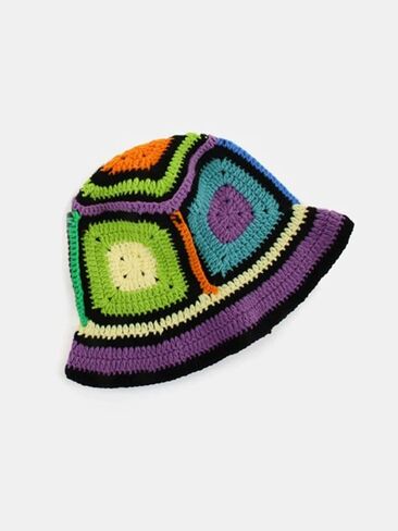 WDIRARA Women's Colorblock Crochet Bucket Hat Knitted Beanie Hat Winter Casual Cap in Saudi Arabia