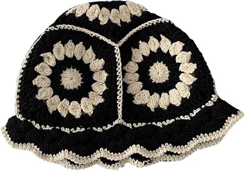 WDIRARA Women's Colorblock Crochet Bucket Hat Knitted Beanie Hat Winter Casual Cap in Saudi Arabia