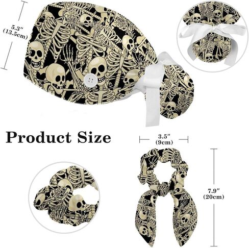 قبعات العمل النسائية منتفخة قبعة جراحية مع القوس Scrunchies الوردي الفراولة نمط ذيل حصان حامل التعادل الخلفي فرك قبعة in Saudi Arabia