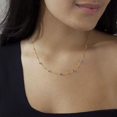 925 Sterling Silver Chain for Women, 14K Plated Gold Chains for Women, Evil Eye Necklace for Women, Rhodium Plated Station Long Wrap Layering Silver Chains for Women in Saudi Arabia