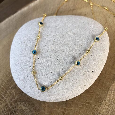 925 Sterling Silver Chain for Women, 14K Plated Gold Chains for Women, Evil Eye Necklace for Women, Rhodium Plated Station Long Wrap Layering Silver Chains for Women in Saudi Arabia