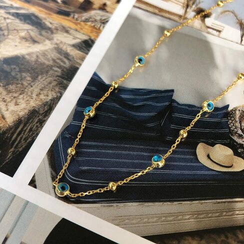 925 Sterling Silver Chain for Women, 14K Plated Gold Chains for Women, Evil Eye Necklace for Women, Rhodium Plated Station Long Wrap Layering Silver Chains for Women in Saudi Arabia