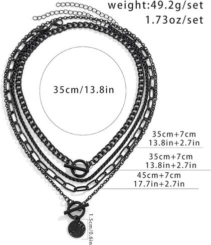 4pcs Layered Gold Necklaces Stack for Women Layered Chunky Gold Necklaces Herringbone Paperclip Chain Necklace Retro Coin Peach Heart Star Pendant Dainty Cuban Chain Toggle Clasp Jewelry Gifts for Women in Kuwait