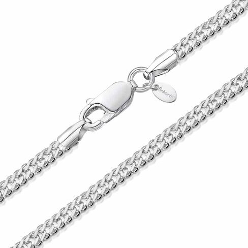 Amberta 925 Sterling Silver 2 mm Rhombus Curb Chain Necklace 16" 18" 20" 22" in in Saudi Arabia