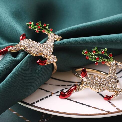 12Pcs Christmas Napkin Rings, Gold Color Deer Napkin Rings Set, Christmas Elk Napkin Buckles for Napkin Placement, Table Napkin Organization for Christmas Party Dinner (Gold Elk, 3.5cm) in Saudi Arabia