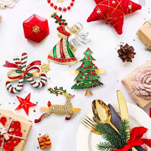12Pcs Christmas Napkin Rings, Gold Color Deer Napkin Rings Set, Christmas Elk Napkin Buckles for Napkin Placement, Table Napkin Organization for Christmas Party Dinner (Gold Elk, 3.5cm) in Saudi Arabia
