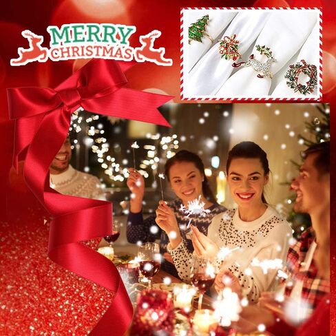 12Pcs Christmas Napkin Rings, Gold Color Deer Napkin Rings Set, Christmas Elk Napkin Buckles for Napkin Placement, Table Napkin Organization for Christmas Party Dinner (Gold Elk, 3.5cm) in Saudi Arabia