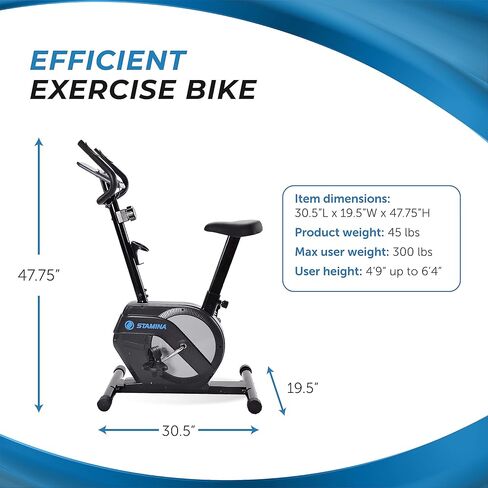 Stamina Upright Exercise Bike 1308 - Fitness Bike with Smart Workout App - Exercise Bike for Home Workout - Up to 300 lbs Weight Capacity in Saudi Arabia