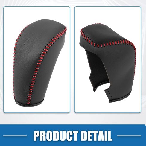 Gear Shifting Knob Cover Automatic Transmission Lever Trim for Hyundai IX25 2016-2017 PU Leather Black Red in Saudi Arabia