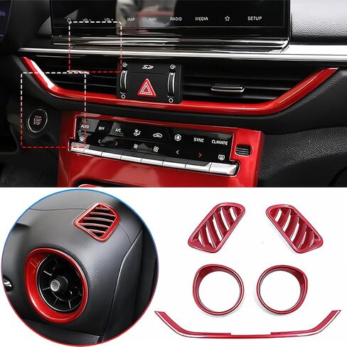 for Kia Forte 2019-2024 5PCS ABS carbon fiber Center Contro Airconditioning Vent Frame Dashboard Upper Wind Outlet Cover Trims Stickers Dashboard Left Right Air Vent Outlet Trim in Saudi Arabia
