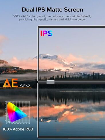 شاشة UPERFECT Delta المحمولة لموسع شاشة الكمبيوتر المحمول مقاس 15.6 بوصة FHD 1080P شاشة مزدوجة مع حامل وشاشة سفر قابلة للطي بزاوية 360 درجة وشاشة ثلاثية مكدسة لأجهزة الكمبيوتر المحمول in Kuwait