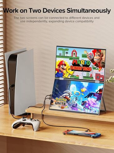 شاشة UPERFECT Delta المحمولة لموسع شاشة الكمبيوتر المحمول مقاس 15.6 بوصة FHD 1080P شاشة مزدوجة مع حامل وشاشة سفر قابلة للطي بزاوية 360 درجة وشاشة ثلاثية مكدسة لأجهزة الكمبيوتر المحمول in Kuwait