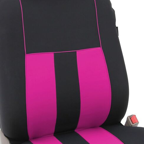 FH Group FB036115 + F14501 Striking Striped Seat Covers (Pink) Full Set w. Carpet Floor Mats – Universal Fit for Cars Trucks & SUVs in Saudi Arabia