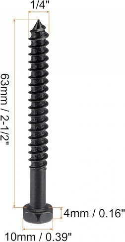 uxcell Hex Lag Screws 1/4" x 2-3/4" Carbon Steel Phillips Head Half Thread Self-Tapping Bolts for Deck Building or Joining Lumber 25pcs in Saudi Arabia