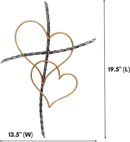 BestGiftEver Metal Wall Cross - Decorative Cross Wall Hanging with Entwined Hearts - Spiritual Jesus Art Sculpture for Home Wall Decor, Christian Wall Art, and Religious Wall Decor in Saudi Arabia