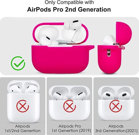 for Airpods Pro 2nd Generation Case Cover 2022，Soft Silicone Skin Case Cover with Bracelet Keychain Cute Apple Airpods Pro 2 Cover for Women Girls (Hot Pink) in Saudi Arabia