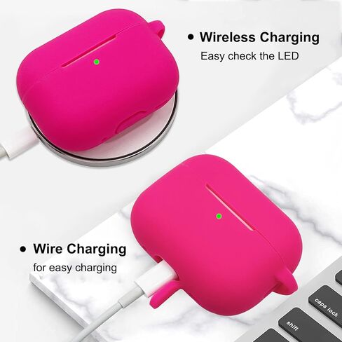 for Airpods Pro 2nd Generation Case Cover 2022，Soft Silicone Skin Case Cover with Bracelet Keychain Cute Apple Airpods Pro 2 Cover for Women Girls (Hot Pink) in Saudi Arabia