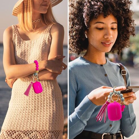 for Airpods Pro 2nd Generation Case Cover 2022，Soft Silicone Skin Case Cover with Bracelet Keychain Cute Apple Airpods Pro 2 Cover for Women Girls (Hot Pink) in Saudi Arabia