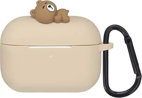Wonhibo for Airpod Pro Case, Cute Kawaii Cover for Airpod Pro 2019 with Keychain for Women (Khaki Bear) in Saudi Arabia