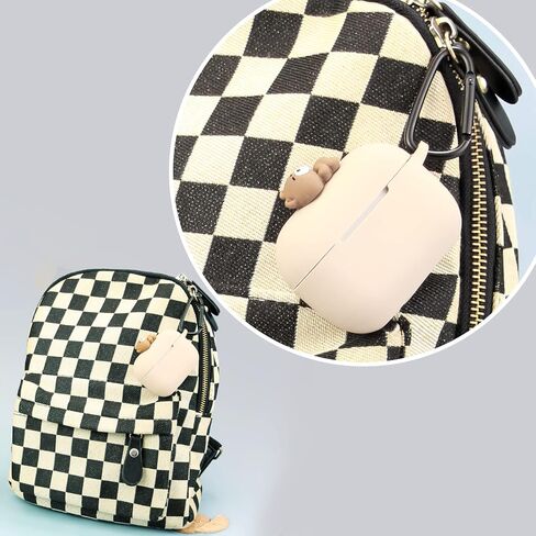 Wonhibo for Airpod Pro Case, Cute Kawaii Cover for Airpod Pro 2019 with Keychain for Women (Khaki Bear) in Saudi Arabia