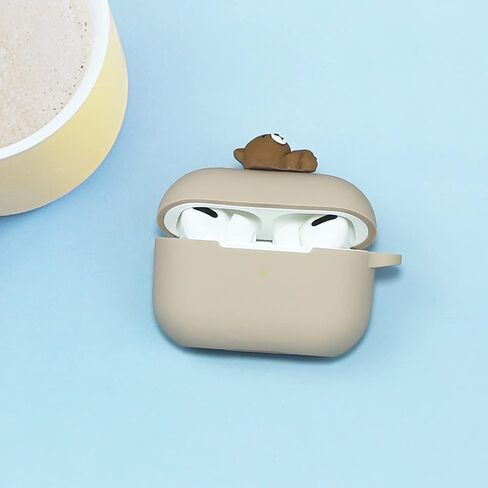 Wonhibo for Airpod Pro Case, Cute Kawaii Cover for Airpod Pro 2019 with Keychain for Women (Khaki Bear) in Saudi Arabia