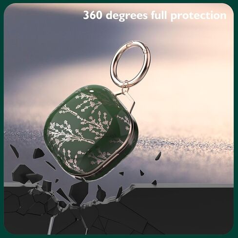 TATOFY Case for Galaxy Buds FE, Galaxy Buds 2 Pro, Galaxy Buds 2, Galaxy Buds Pro, Galaxy Buds Live, Golden Leaf Golden Flower Hard Case with Carabiner, Support Wireless Charging (Black & Golden) in Kuwait