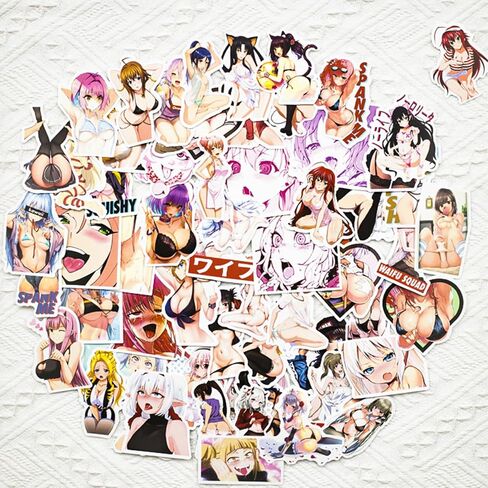 100 Waterproof Anime Girl Stickers for Adults - Cell Phone Stickers, Adult Stickers Ideal for Laptops, Water Bottles, Skateboards, Cars & Luggage in Saudi Arabia