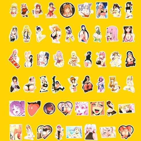 100 Waterproof Anime Girl Stickers for Adults - Cell Phone Stickers, Adult Stickers Ideal for Laptops, Water Bottles, Skateboards, Cars & Luggage in Saudi Arabia