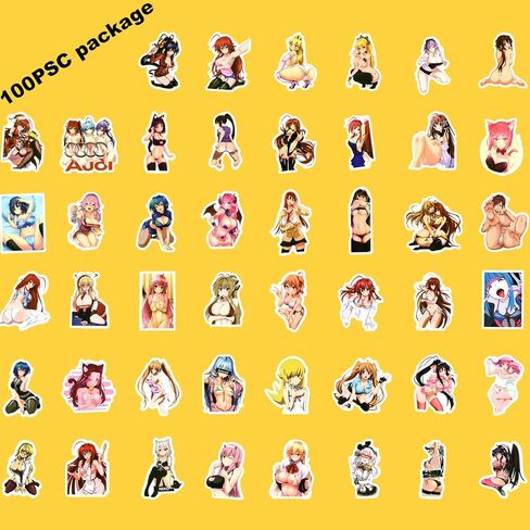 100 Waterproof Anime Girl Stickers for Adults - Cell Phone Stickers, Adult Stickers Ideal for Laptops, Water Bottles, Skateboards, Cars & Luggage in Saudi Arabia
