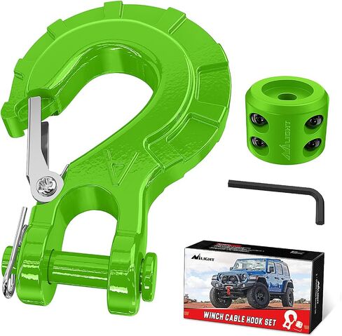 خطاف ونش فولاذي مزورة من Nilight مقاس 3/8 بوصة من الدرجة 70 سدادة كابل ونش مزلاج أمان ومجموعات خطاف انزلاقية من Clevis، متضمنة مفتاح ألين، بحد أقصى 35000 رطل، ضمان لمدة عامين، أحمر in Saudi Arabia
