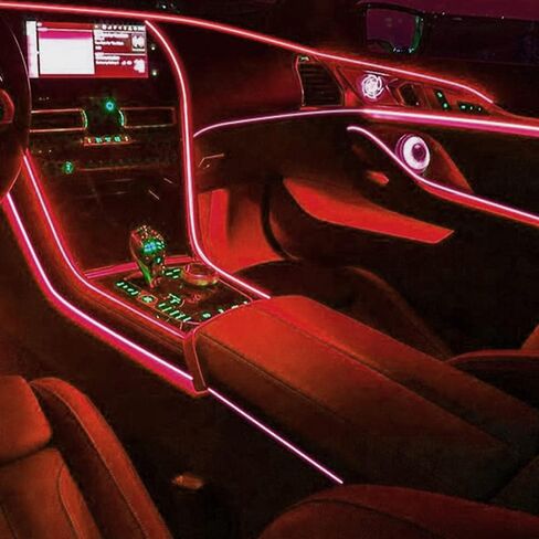 EL Wire LED Car Strip Lights, 9.8ft/3m Auto Neon LED String Strip Light, USB Wire Strip Lights for Car, DIY Your Car Center Console and Dashboard, Ambient Lighting Kits for Car Indoor Decorations in Kuwait