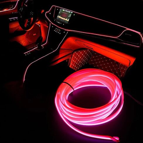 EL Wire LED Car Strip Lights, 9.8ft/3m Auto Neon LED String Strip Light, USB Wire Strip Lights for Car, DIY Your Car Center Console and Dashboard, Ambient Lighting Kits for Car Indoor Decorations in Kuwait