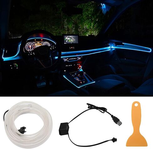 EL Wire LED Car Strip Lights, 9.8ft/3m Auto Neon LED String Strip Light, USB Wire Strip Lights for Car, DIY Your Car Center Console and Dashboard, Ambient Lighting Kits for Car Indoor Decorations in Saudi Arabia
