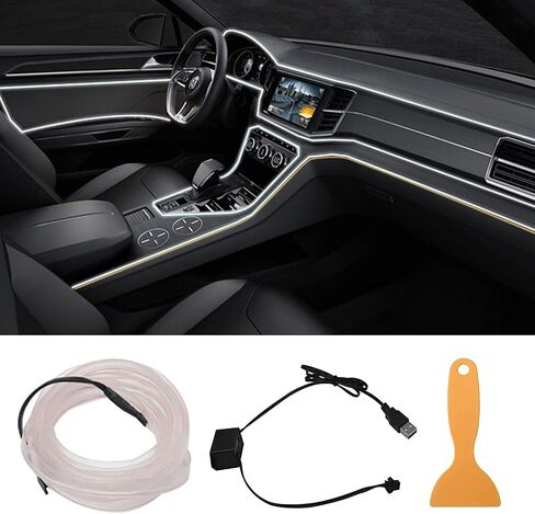 EL Wire LED Car Strip Lights, 9.8ft/3m Auto Neon LED String Strip Light, USB Wire Strip Lights for Car, DIY Your Car Center Console and Dashboard, Ambient Lighting Kits for Car Indoor Decorations in Saudi Arabia