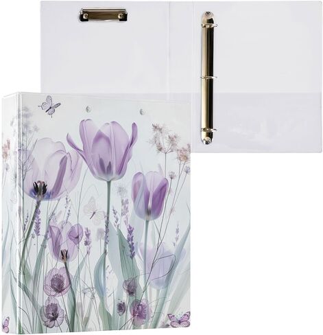 3 Ring Binder, Spring Wild Flowers Butterfly File Folder Holds 200 Sheets File Storage for Women Men School Office Supplie in Saudi Arabia
