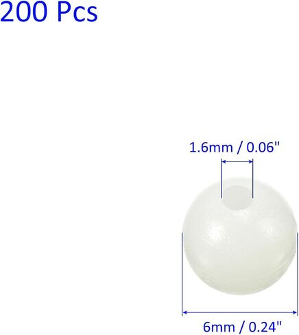 200 Pcs Glow Fishing Beads - Plastic Luminous Round Bait Egg Lure Rigs Apply to Outdoor Tackle Tool (6mm, White) in Saudi Arabia